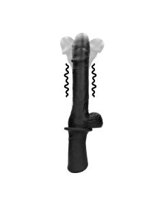 Vibrerende en Stotende Vibrator met Handvat - Zwart