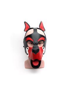 Puppy Play Masker 665 Leather - Zwart/Rood/Wit
