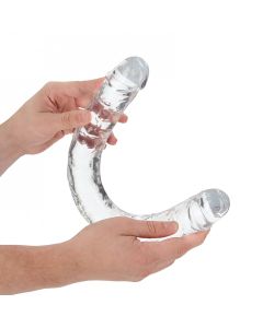 Realistische Dubbele Dildo Transparant - 45 cm - gebogen