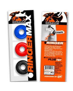 3-Pack Cockringen Ringer Max -  Blauw/Rood/Zwart