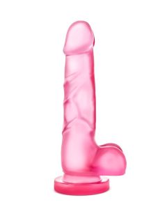 Roze Dildo met Balzak en Zuignap