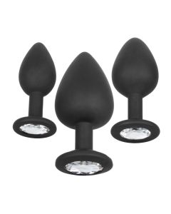 Siliconen Buttplug Set met Zilveren Steen