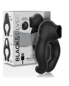 Vibrerende Cockring Met 3 Motoren BLACK&SILVER