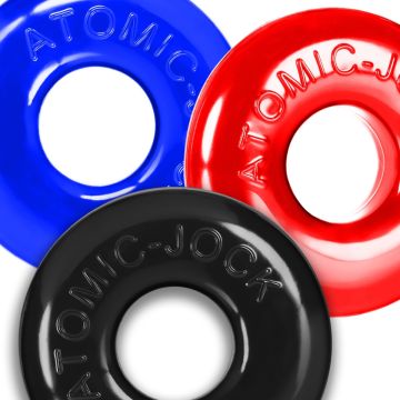 3-Pack Cockringen Ringer Max -  Blauw/Rood/Zwart