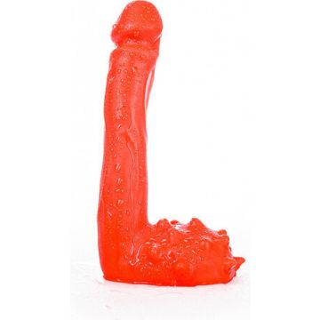 All Black Spike Dildo Rood - 19 cm