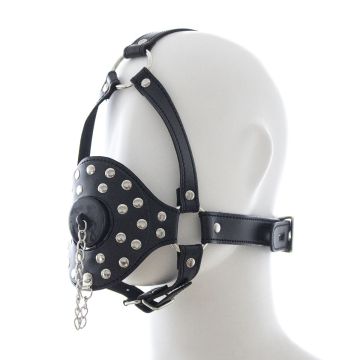 Kiotos Lid Head Harness Gag BDSM - Zwart