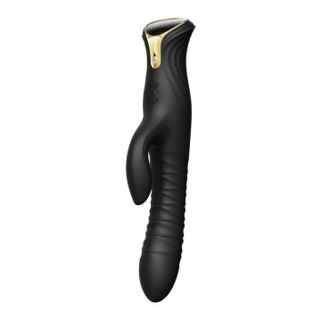 Stotende en Verwarmende Rabbit Vibrator Mose - Zwart