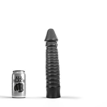 Grote Dildo Met Geribbelde Schacht - Zwart