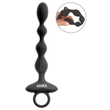 Anos Flexibele Vibrerende Anal Beads - Zwart