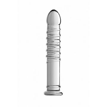 Behemoth Geribbelde Glazen XL Dildo - Transparant