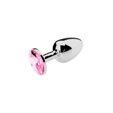 Kiotos Buttplug Aluminium met Roze Siersteen - Medium