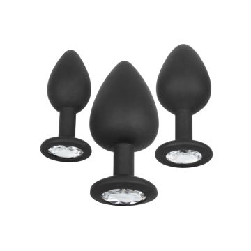 Siliconen Buttplug Set met Zilveren Steen