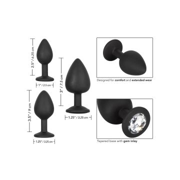 Siliconen Buttplug Set met Zilveren Steen