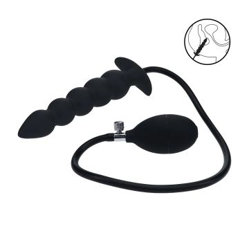 Levelz Beaded Opblaasbare Buttplug - Zwart