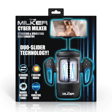 XR Brands Stroking en Vibrerende Masturbator met Telefoonhouder - Cyber Milker