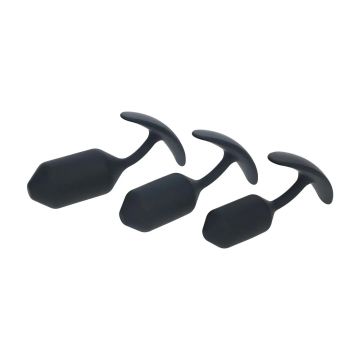 Verzwaarde Silicone Buttplug Training Set van 3 - Zwart