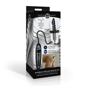 Master Series Vibrerende Silicone Rosebud Pomp Driller Deluxe Set - Transparant