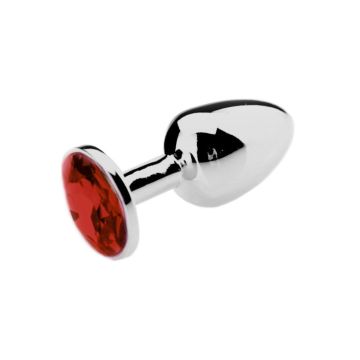 Kiotos Buttplug Aluminium met Rode Siersteen - Large
