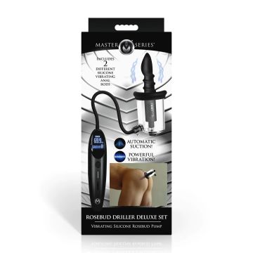 Master Series Vibrerende Silicone Rosebud Pomp Driller Deluxe Set - Transparant