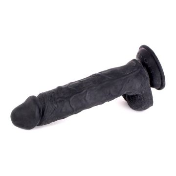 Leren Strap On Inclusief Zwarte Dildo Met Balzak - 24 cm