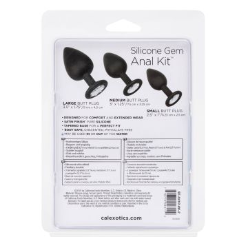 Siliconen Buttplug Set met Zilveren Steen