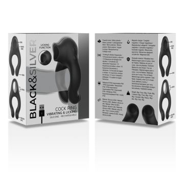 Vibrerende Cockring Met 3 Motoren BLACK&SILVER