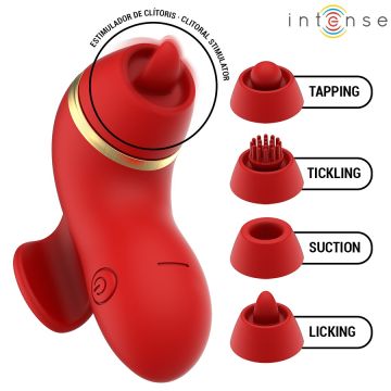 Intense Clitoris Stimulator met Verschillende Kapjes Patty - Rood