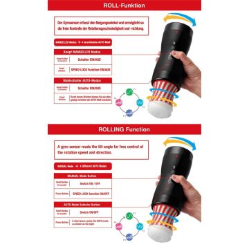 TENGA Vacuümroller met rotatie en zuigeffect - Zwart
