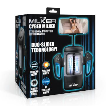 XR Brands Stroking en Vibrerende Masturbator met Telefoonhouder - Cyber Milker
