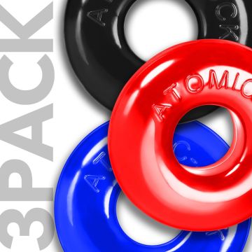 3-Pack Cockringen Ringer Max -  Blauw/Rood/Zwart