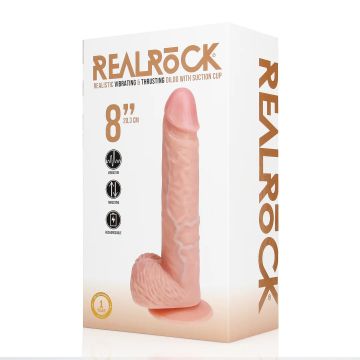 Stotende Realistische Vibrator Met Ballen 20.5 cm - Huidskleur