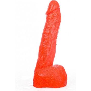 All Black Paul Dildo Rood - 22 cm