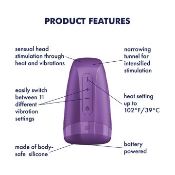 Satisfyer Battery Series Men Heat Masturbator - Paars