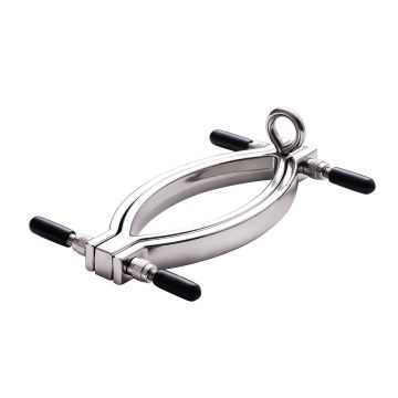 Vagina klem met Riemketting - Zilver
