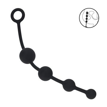 Curved Silicone Anaal Beads - Zwart
