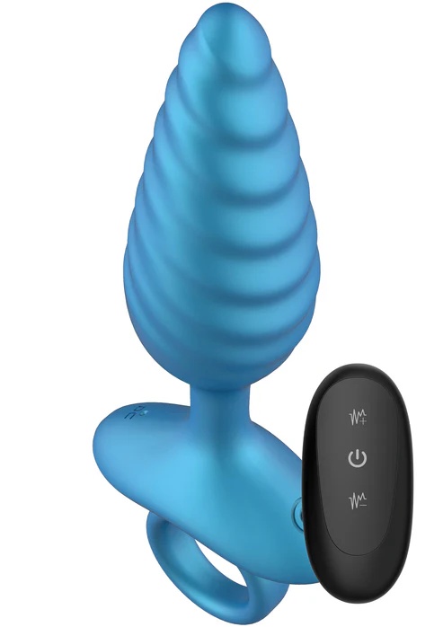 Playhouse Vibrerende Buttplug Ribbed met Afstandsbediening - Blauw